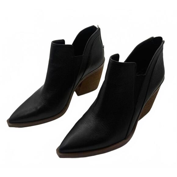 Vince Camuto Shoes - Vince Camuto Gradina Black Leather Ankle Booties Block Heel Size 8